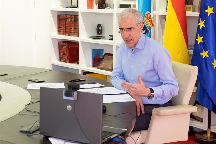 El conselleiro de Economía, Emprego e Industria, Francisco Conde, durante una videoconferencia en una imagen de archivo