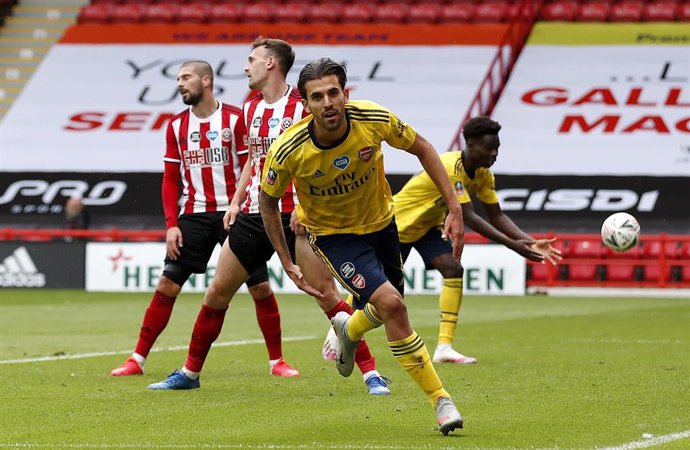 Dani Ceballos celebra su gol ante el Sheffield United en la FA Cup 2019-2020 
