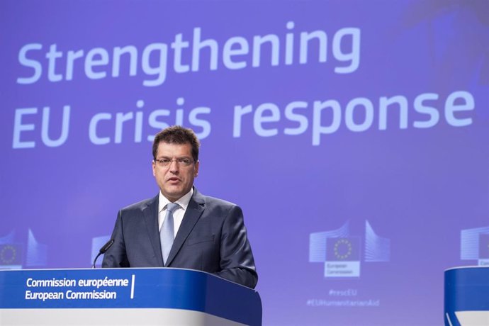 Janez Lenarcic, comisario europeo de Gestión de Crisis, en rueda de prensa en Bruselas