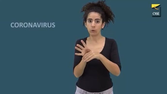 La palabra coronavirus en lengua de signos