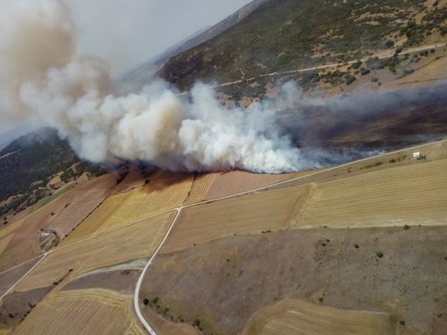 Incendio declarado en Colina (Burgos).