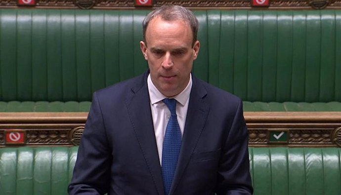 El ministro de Asuntos Exteriores británico, Dominic Raab, en el Parlamento