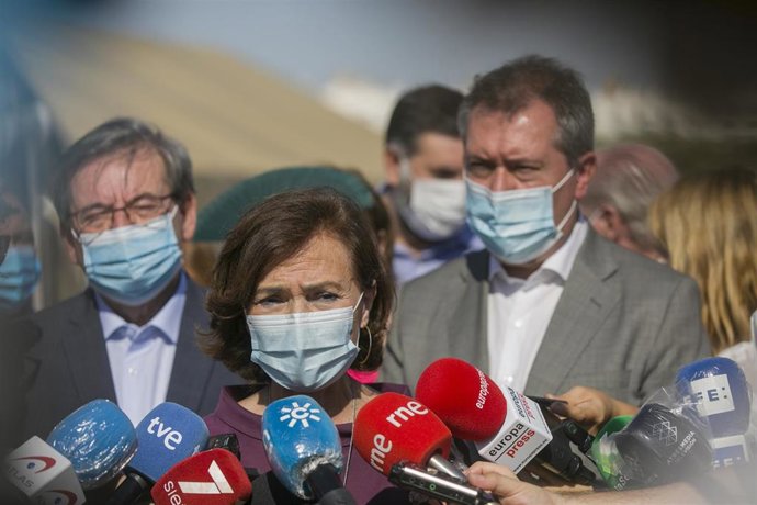 Carmen Calvo, este viernes, en Sevilla