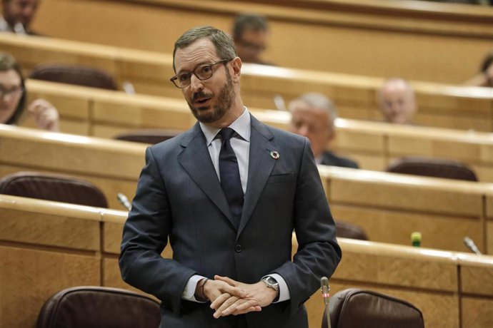 El Portavoz del Grupo Popular en el Senado, Javier Maroto, durante su intervención en una sesión de control al Gobierno en el Senado, en Madrid (España) a 14 de julio de 2020. Con este pleno, la Cámara Alta dará por terminada su actividad parlamentaria 