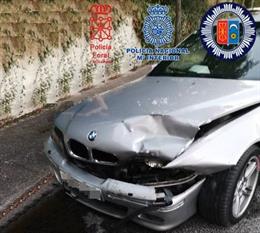 Vehículo presuntamente utilizado para realizar un atropello en Villava, motivo por el que hay un detenido.