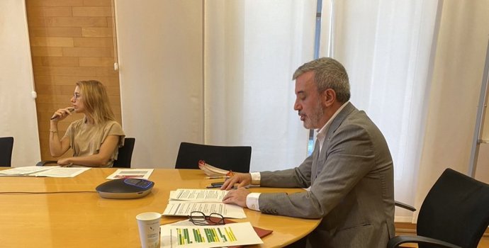 El primer teniente de alcalde de Barcelona, Jaume Collboni, interviene en el seminario web sobre marca de ciudad 'Repensando la Marca de Ciudad en tiempos de Covid-19'.