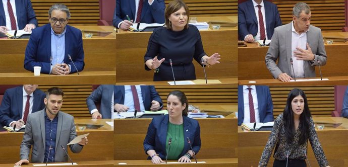 Los seis portavoces parlamentarios en intervenciones en Les Corts