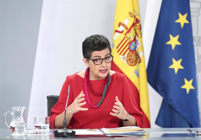 La ministra de Asuntos Exteriores, Unión Europea y Cooperación, Arancha González Laya, en rueda de prensa posterior al Consejo de Ministros en el Palacio de la Moncloa.