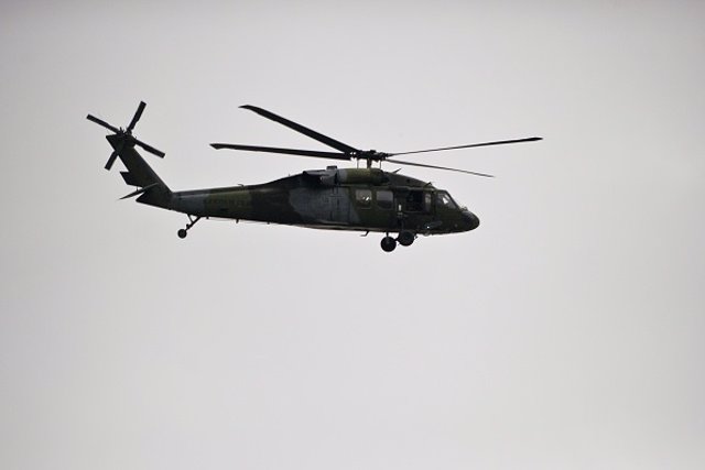 Un helicóptero de las Fuerzas Armadas de Colombia