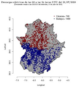 Descargas eléctricas en Extremadura