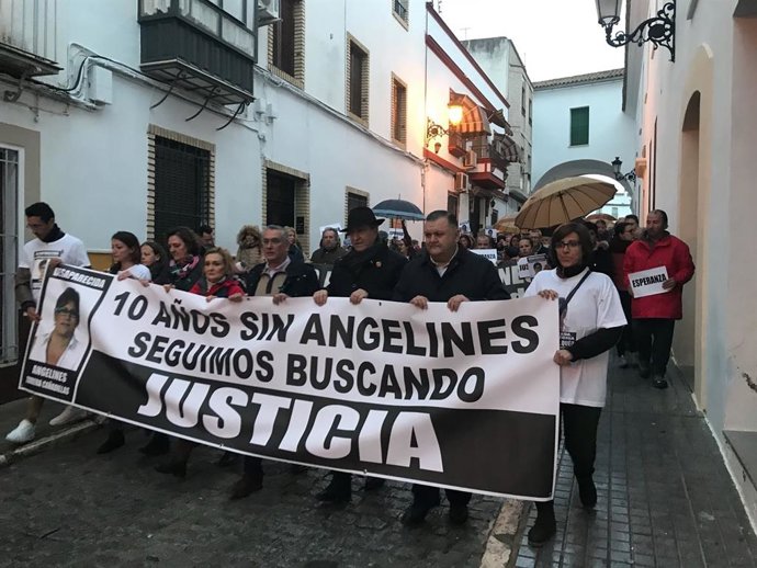 Manifestación celebrada en 2018 en Aguilar de la Frontera con motivo del décimo aniversario de la desaparición de Ángeles Zurera.