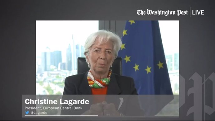 Christine Lagarde, presidenta del BCE durante una entrevista con 'The Washington Post'