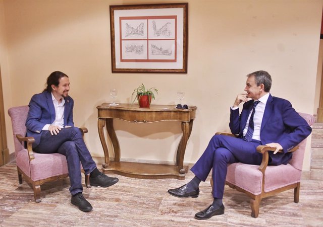 El vicepresidente segundo, Pablo Iglesias, se reúne con el expresidente del Gobierno José Luis Rodríguez Zapatero, en El Escorial