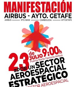 Trabajadores de Airbus se manifestarán el 23 de julio hasta la plaza del Ayuntamiento de Getafe contra los despidos
