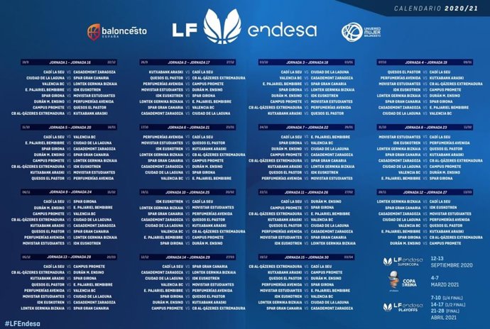 Calendario de la Liga femenina de baloncesto de la temporada 2020-21