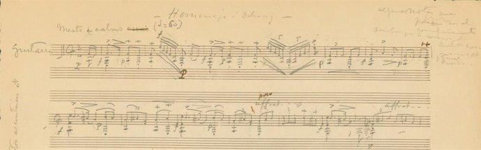 Primera página del manuscrito de Homenaje a Deibussy