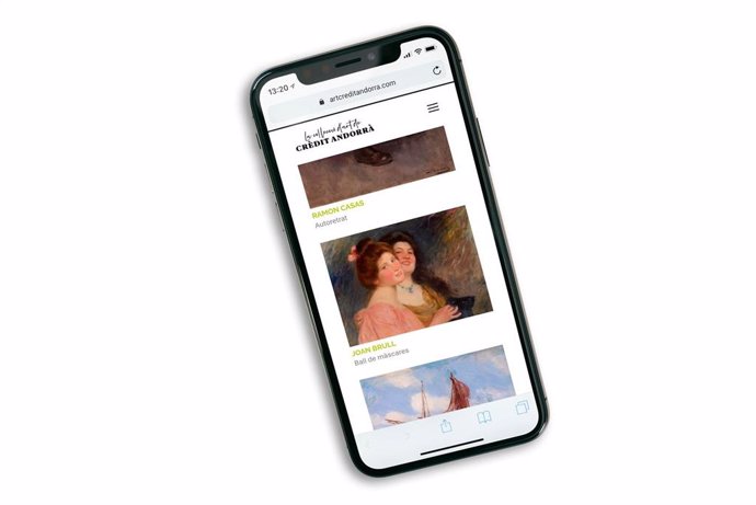Visualización en un móvil de la web del fondo de arte de Crdit Andorr