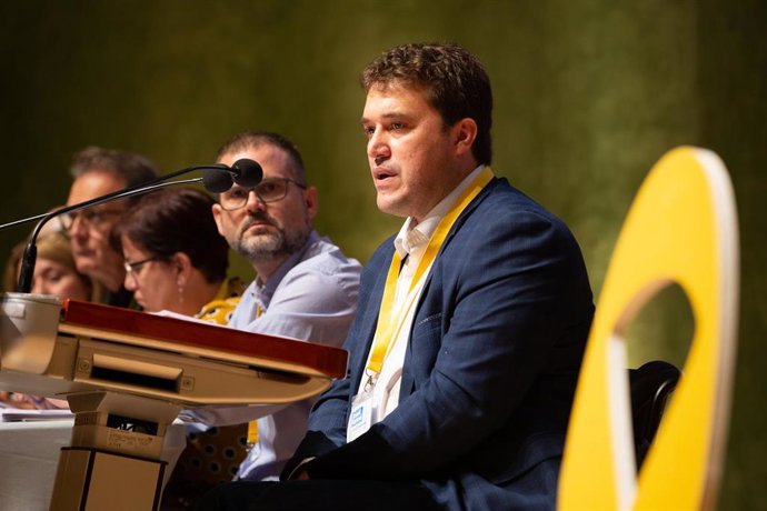 El presidente del PDeCAT, David Bonvehí, interviene en el Consell Nacional del partido, en Barcelona (Cataluña/España) a 5 de octubre de 2019.