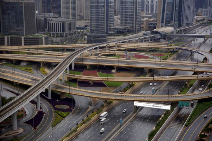 La ciudad de Dubái, en Emiratos Árabes Unidos (EAU), durante el confinamiento a causa de la pandemia de coronavirus