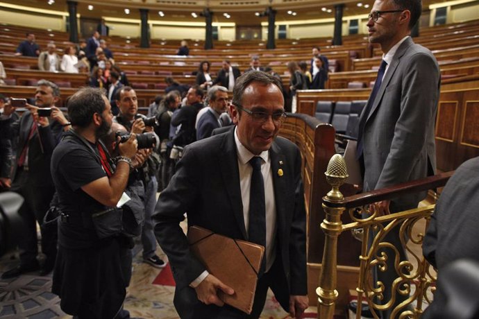 Josep Rull en el Congreso de los Diputados tras la sesión constitutiva de la Cámara Baja.          