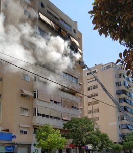 La vivienda afectada por las llamas.
