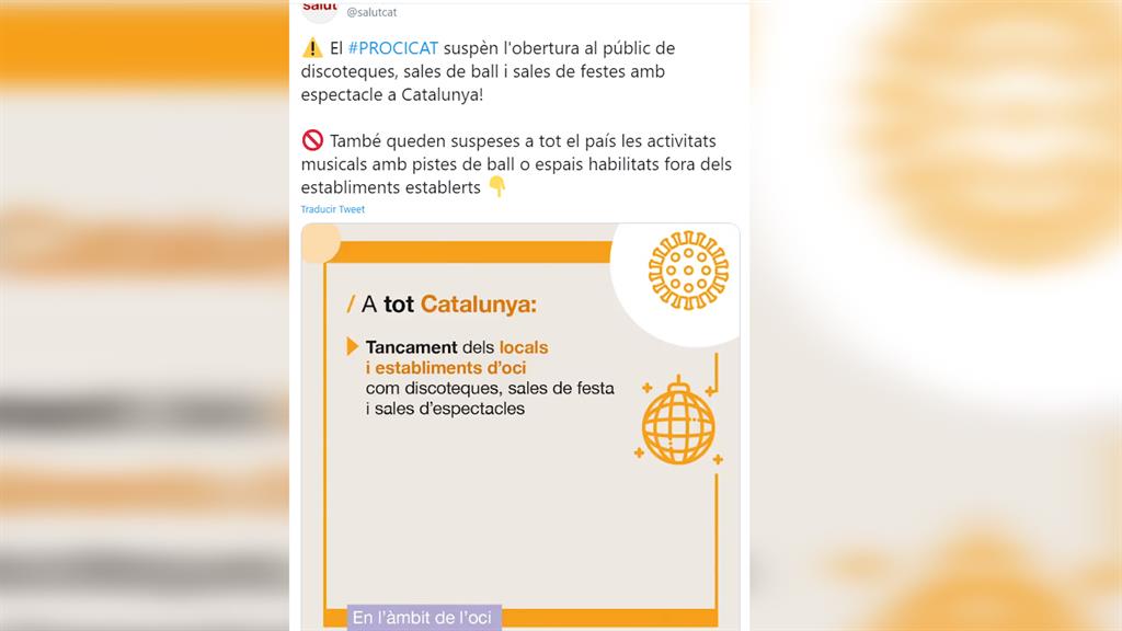Cataluña prohíbe la apertura al público de discotecas y 