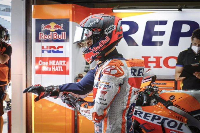 El piloto de MotoGP Marc Márquez (Repsol Honda) en el GP Andalucía 2020, antes de retirarse en la Q1