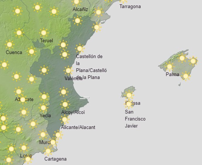 Predicción de Aemet para la Comunitat Valenciana del 26 de julio de 2020