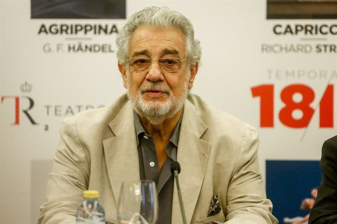 El cantante y director de ópera, Plácido Domingo, durante la presentación de la ópera 'Giovanna d'Arco' en el Teatro Real.