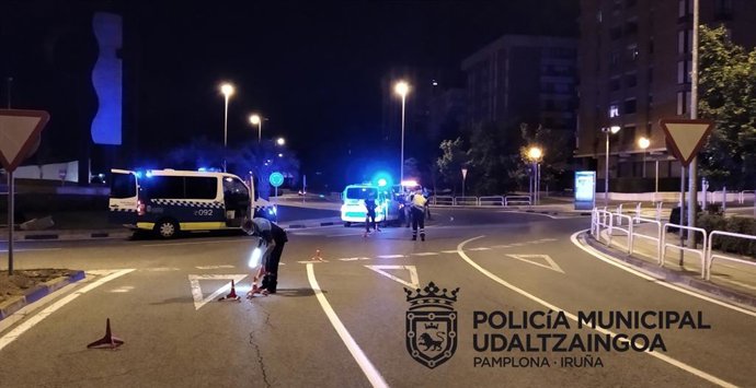 Control de la Policía Municipal de Pamplona.