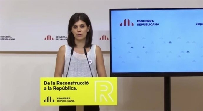 La portavoz y secretaria general adjunta de ERC, Marta Vilalta, en rueda de prensa telemática.