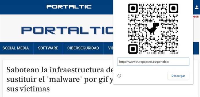 QR con el dinosaurio de chrome
