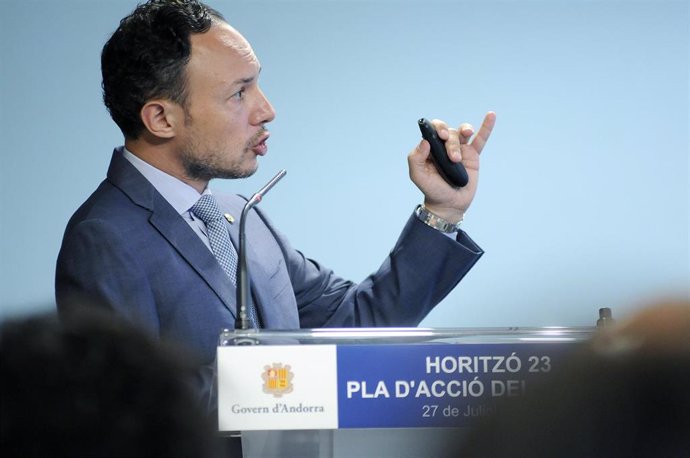 El jefe de Gobierno, Xavier Espot, presentando 'Horitzó 23', el nuevo plan de acción del Ejecutivo.
