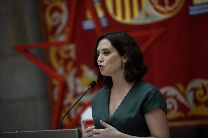 La presidenta de la Comunidad de Madrid, Isabel Díaz Ayuso, presenta la estrategia de continuidad del Covid-19,en la Casa de Correos, Madrid (España), a 28 de julio de 2020.