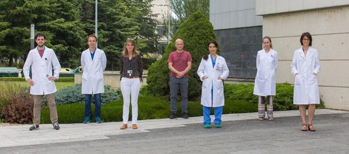 De izq. A dcha., Goren Sáenz de Pipaón, Daniel Alameda, Josune Orbe, David Gómez-Cabrero, Esther Martínez Aguilar, Susana Ravassa y Carmen Roncal, investigadores que han participado en el proyecto