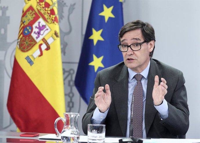 El ministro de Sanidad, Salvador Illa, comparece en rueda de prensa posterior al Consejo de ministros celebrado en Moncloa, en Madrid (España), a 28 de julio de 2020.