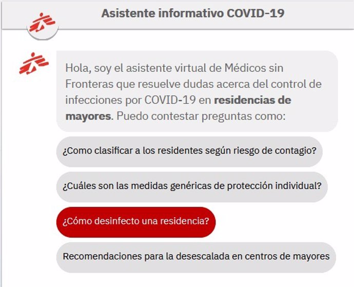Asistente virtual con información sobre la Covid-19 para las residencias de mayores