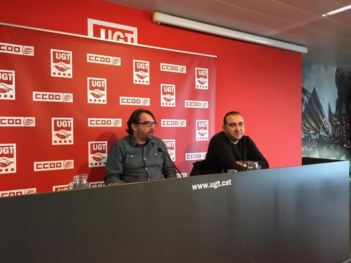 Camil Ros (UGT) i Javier Pacheco (CC.OO.), en una foto de archivo. 