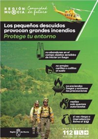 El nivel de riesgo de incendio forestal este miércoles es extremo en el Noroeste y muy alto en el resto de la Región