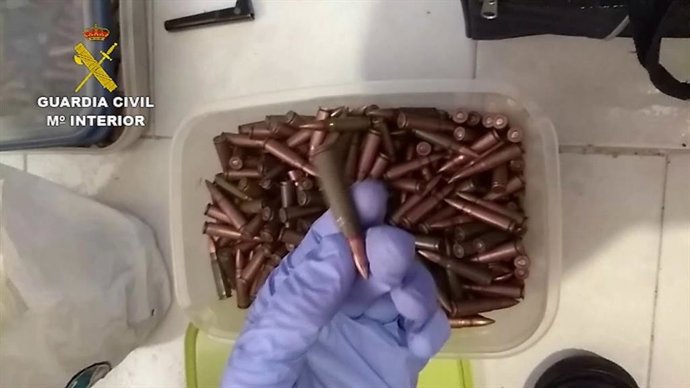 Munición intervenida en la operación 'Pizarra' de la Guardia Civil