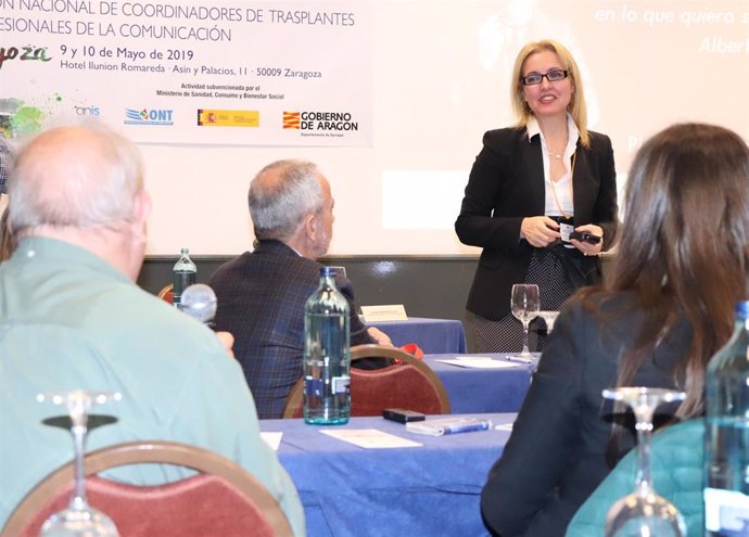 Beatriz Domínguez-Gil, directora de la Organización Nacional de Trasplantes en la XVI Reunión Nacional de Coordinadores de Trasplantes y Profesionales de la Comunicación en Zaragoza.