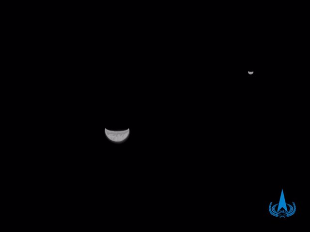 Imagen de la Tierra y la Luna tomada por Tianwen 1 desde 1,2 millones de kilómetros