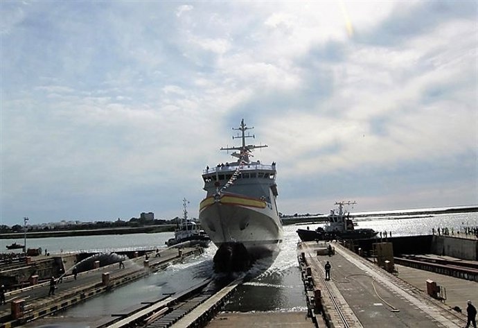 Imagen de archivo de la botadura del BAM 'Audaz' en Navantia