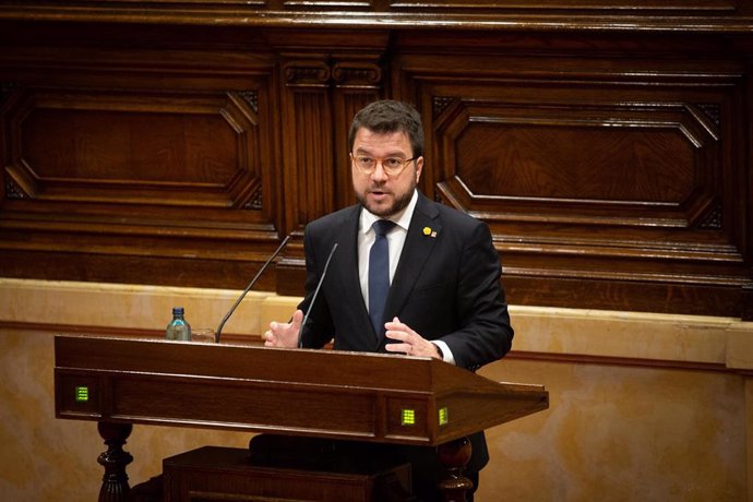 El vicepresidente de la Generalitat, Pere Aragons, en una intervención en el Parlament.
