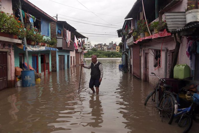 Inundaciones en Katmandú por las lluvias del monzón