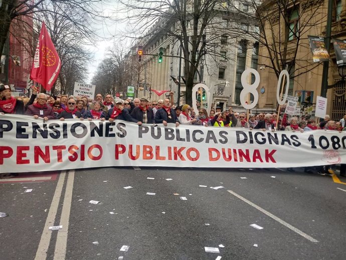 Los pensionistas vascos en una de sus movilizaciones en Bilbao