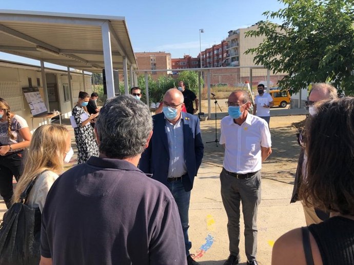 Josep Bargalló y Miquel Pueyo en la escuela Pinyana de Lleida
