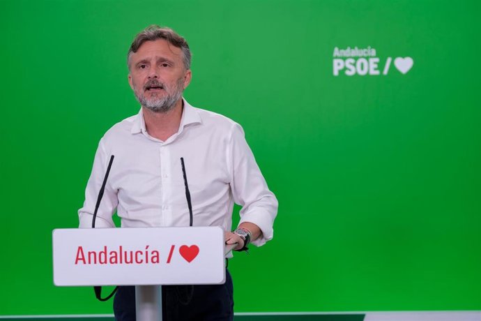 El portavoz del Grupo Parlamentario Socialista, José Fiscal, en rueda de prensa
