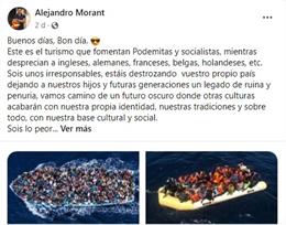 Mensaje en el Facebook de Alejandro Morant