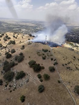 Imagen aérea del incendio en San Rafael (Segovia).
